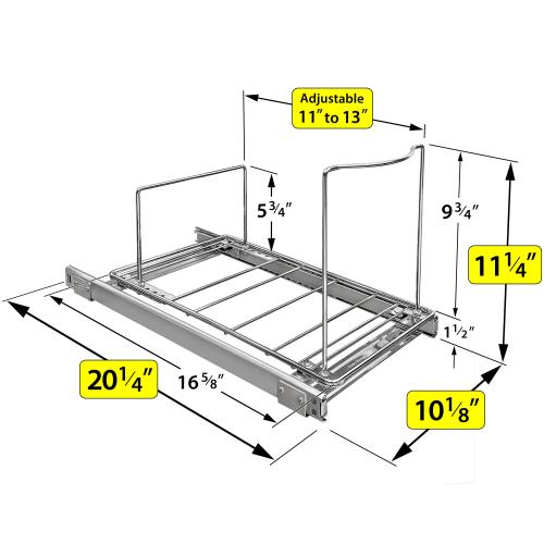Lynk Professional 10.1-in W x 11.25-in H x 20.25-in D 1-Tier Cabinet-mount Silver/Chrome Metal Pull-out Under-sink Organizer