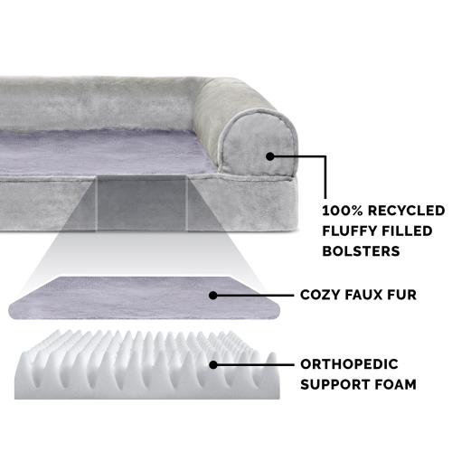 FurHaven Rectangular Smoke Gray Polyester Sofa Dog Bed (Medium)