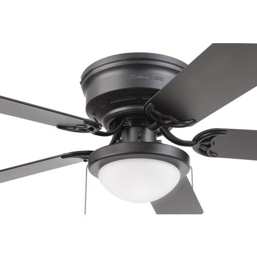 Harbor Breeze Armitage 52-in Matte Black LED Indoor Flush Mount Ceiling Fan with Light (5-Blade)