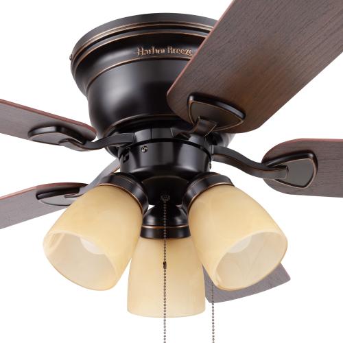 Harbor Breeze Centreville 42-in Flush Mount Oil-Rubbed Bronze with Auburn/Mink Blades Ceiling Fan With Light ( 5 -Blade )
