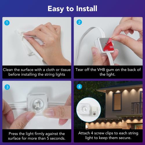 Govee 100-ft Plug-in White Indoor/Outdoor String Light with Color changing -Light LED Mini Bulbs Bluetooth Compatibility Wi-Fi Compatibility
