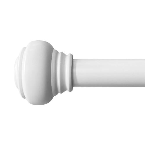allen   roth 72-in to 144-in White Steel Single Curtain Rod with Finials
