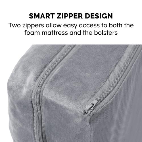 FurHaven Rectangular Smoke Gray Polyester Sofa Dog Bed (Medium)