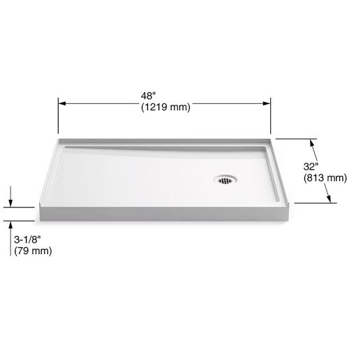 KOHLER Rely 32-in W x 48-in L White Single Threshold Rectangle Shower Pan Base with 4.375-in H Threshold (Right Drain)