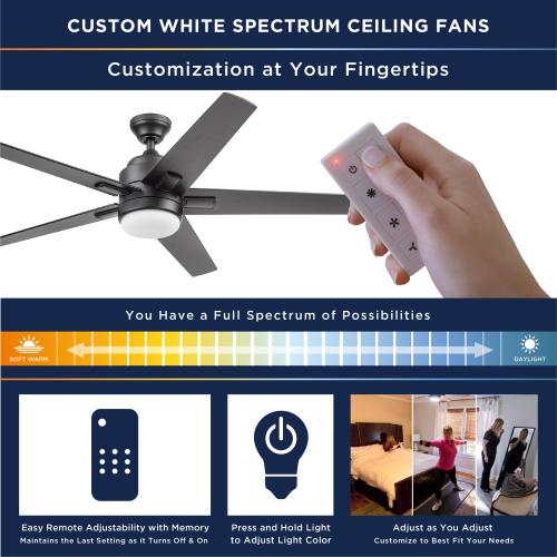 Harbor Breeze Flanagan II 52-in White with White/Driftwood Blades Color-changing Indoor Ceiling Fan with Light and Remote (5-Blade) - blacks are chipped