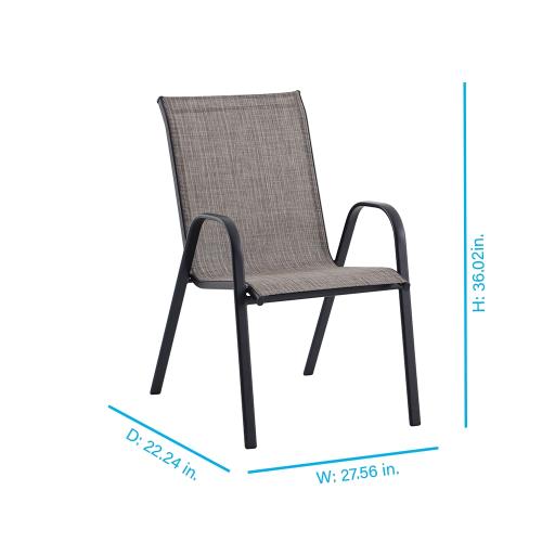 Style Selections Pelham Bay Woven Stackable Black Metal Frame Stationary Dining Chair with Tan Sling Seat