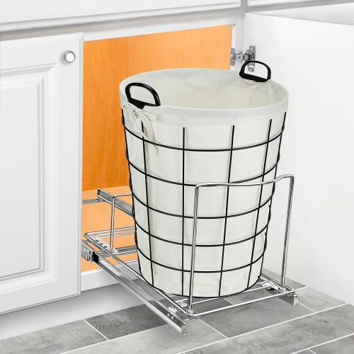 Lynk Professional 10.1-in W x 11.25-in H x 20.25-in D 1-Tier Cabinet-mount Silver/Chrome Metal Pull-out Under-sink Organizer