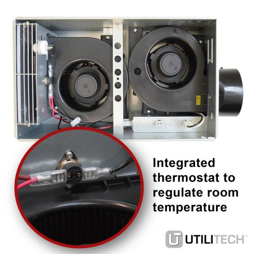 Utilitech Heater 1.5-Sone 80-CFM White Lighted Bathroom fan and heater (no test)