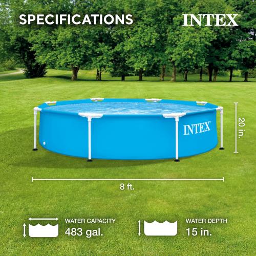 Intex 8-ft x 8-ft x 20-in Metal Frame Round Above-Ground Pool