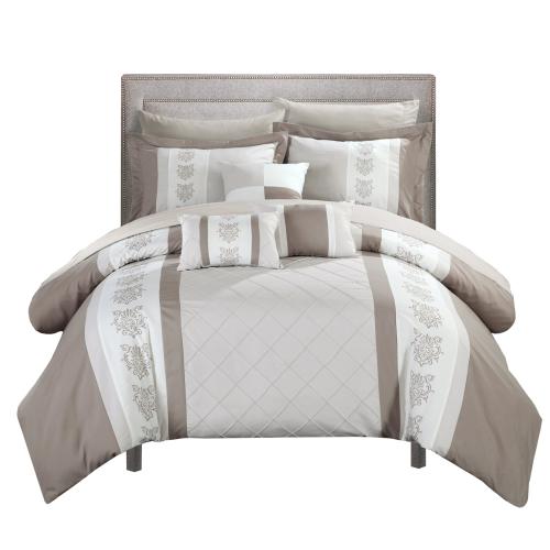 Chic Home Design Clayton 10-Piece Beige Queen Comforter Set