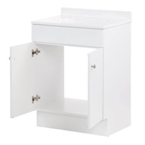 Project Source 24-in White Single Sink Bathroom Vanity with White Cultured Marble Top