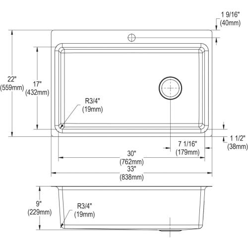 Elkay Greenwood Dual-mount 33-in x 22-in Satin Stainless Steel Single Bowl 1-Hole Kitchen Sink