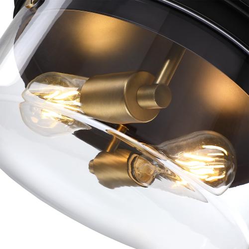 allen   roth Fenland 1-Light 12-in Matte Black Led, Flush Mount Light