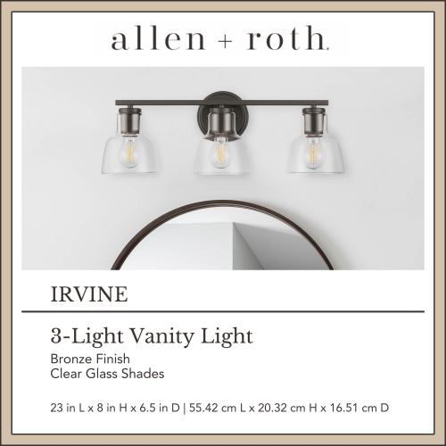allen   roth Irvine 23-in 3-Light Matte Bronze Transitional Vanity Light