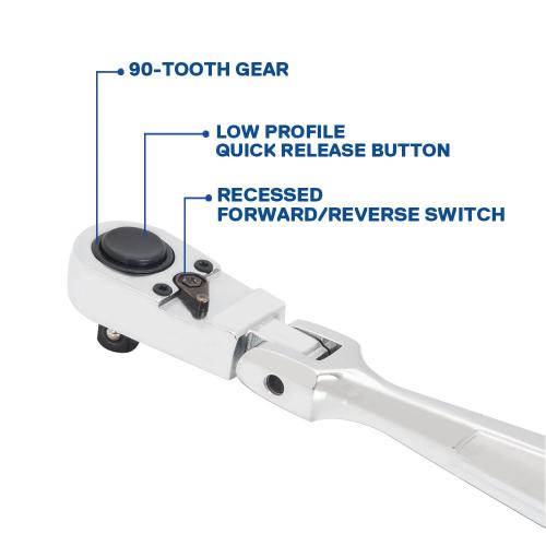Kobalt 90-Tooth 3/8-in Drive Full Polish Handle Flexible Head Ratchet