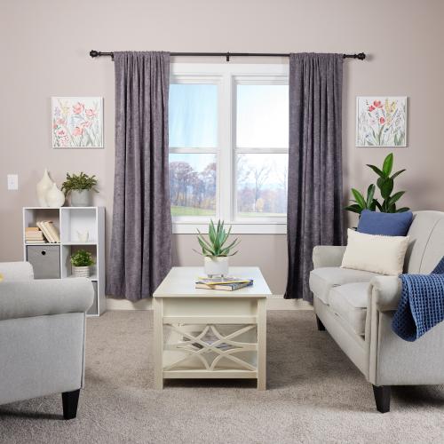 allen   roth Kirby 72-in to 144-in Matte Black Steel Single Curtain Rod with Finials