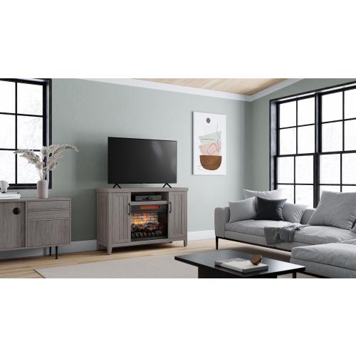 Style Selections 48-in W Iron Oak Infrared Quartz Electric Fireplace