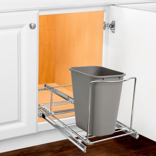 Lynk Professional 10.1-in W x 11.25-in H x 20.25-in D 1-Tier Cabinet-mount Silver/Chrome Metal Pull-out Under-sink Organizer