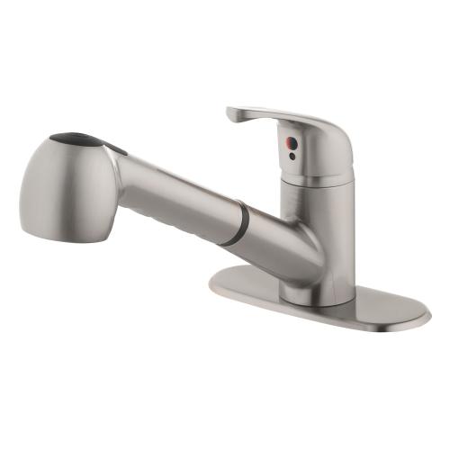 Project Source Stainless Steel 1-handle Deck-mount Utility Faucet with Pulldown Sprayer