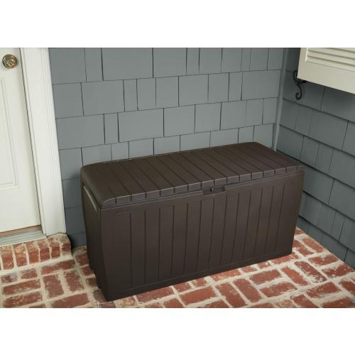 Keter Marvel Durable Outdoor Storage 15.6-in L x 45.9-in 71-Gallon Brown Plastic Deck Box