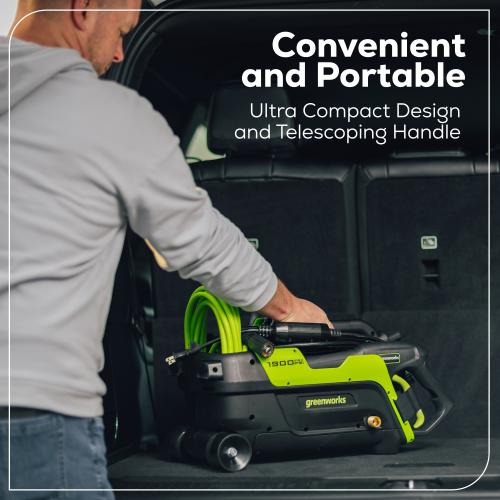 Greenworks 1900-PSI 1.2-GPM Cold Water Electric Pressure washer with 4 Spray Tips and Surface Cleaner