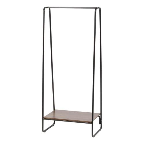 Brown Wood with IRIS Black Steel Clothing Rack