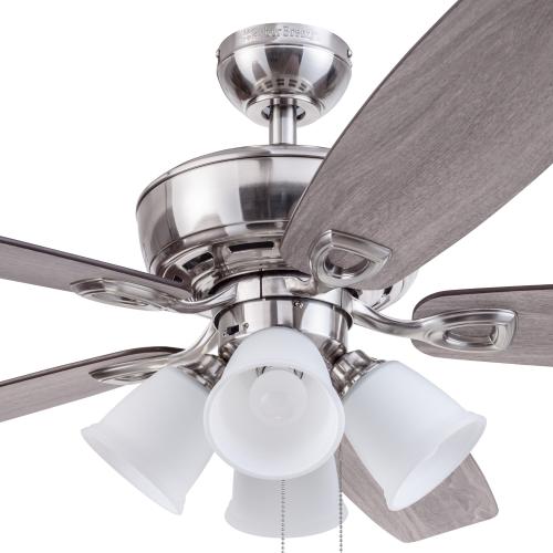 Harbor Breeze Notus 52-in Brushed Nickel with Driftwood/Sienna Blades LED Indoor Ceiling Fan with Light (5-Blade)