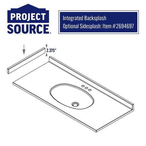 Project Source Cultured Marble Vanity Tops 49-in x 22-in White Cultured Marble Integral Single Sink 3-Hole Bathroom Vanity Top