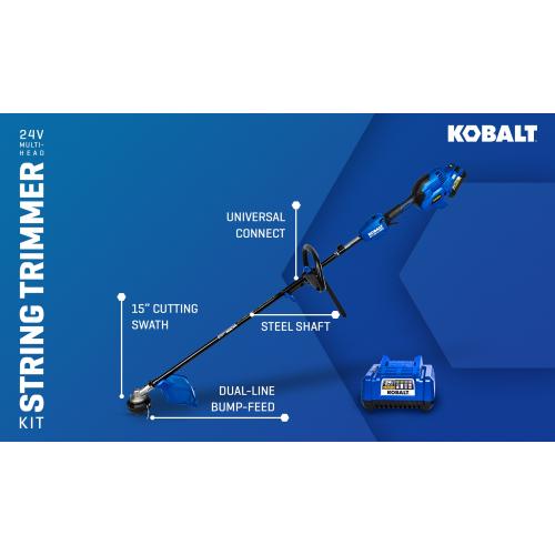 Kobalt 24-volt 15-in Split Shaft Attachment Capable Battery String Trimmer 4 Ah (Battery and Charger Included)