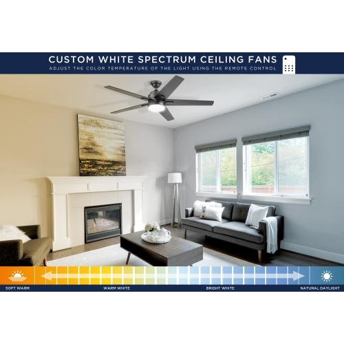 Harbor Breeze Flanagan II 52-in White with White/Driftwood Blades Color-changing Indoor Ceiling Fan with Light and Remote (5-Blade) - blacks are chipped