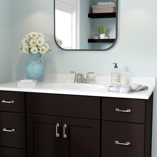 Project Source Cultured Marble Vanity Tops 49-in x 22-in White Cultured Marble Integral Single Sink 3-Hole Bathroom Vanity Top