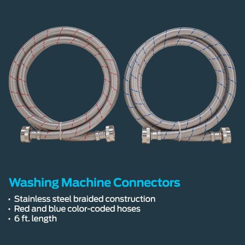 EASTMAN 2-Pack 6-ft 3/4-in FHT Inlet x 3/4-in FHT Outlet Stainless Steel Washing Machine Connector
