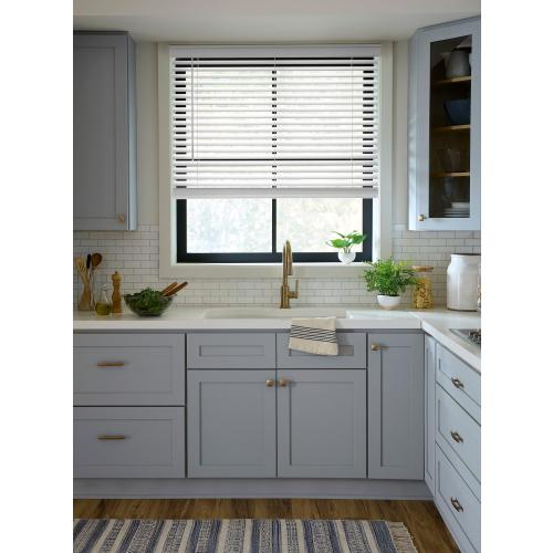 LEVOLOR Trim Go 2-in Slat Width 35-in x 48-in Cordless White Faux Wood Room Darkening Horizontal Blinds