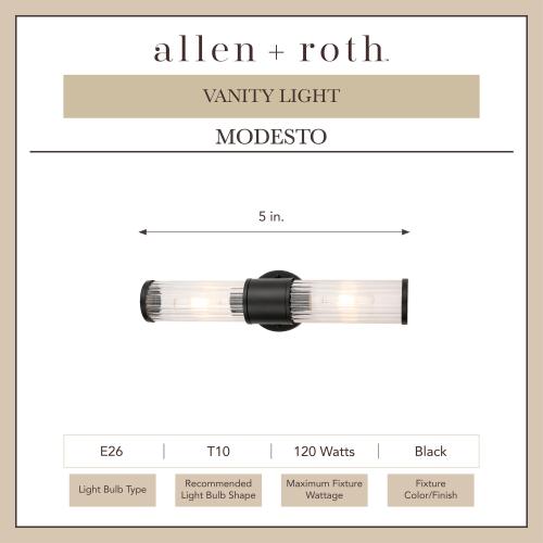 allen   roth Modesto 5-in 2-Light Matte Black Modern/Contemporary Vanity Light