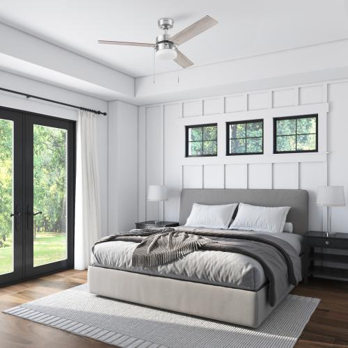 Harbor Breeze Vue 44-in Brushed Nickel with Driftwood/Cocoa Blades LED Indoor Ceiling Fan with Light (3-Blade) (Broken)