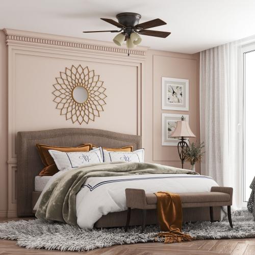 Harbor Breeze Centreville 42-in Flush Mount Oil-Rubbed Bronze with Auburn/Mink Blades Ceiling Fan With Light ( 5 -Blade )