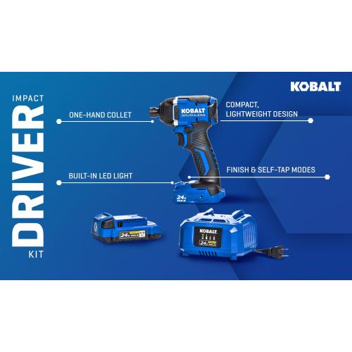 Kobalt Next-Gen 24-volt 1/4-in Brushless Cordless Impact Driver (1-Battery Included, Charger Included and Soft Bag included)