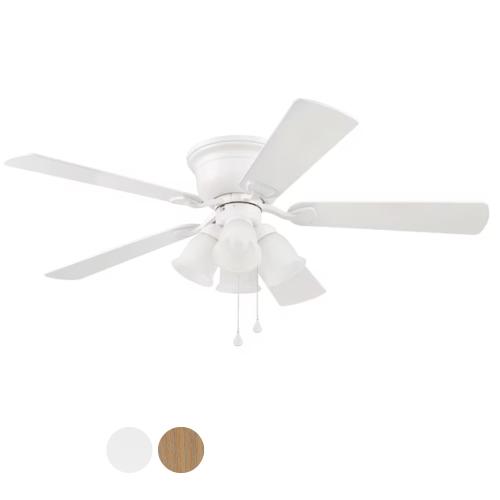 Harbor Breeze Centreville 52-in Flush Mount White with White/blonde Blades Ceiling Fan With Light ( 5 -Blade ) -
