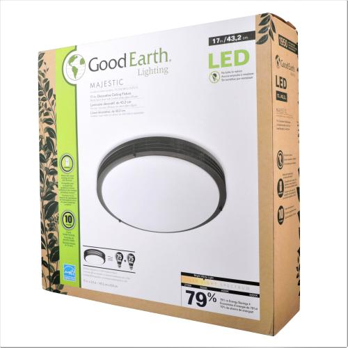 Good Earth Lighting Majestic 1-Light 17-in Matte brown LED Flush Mount Light