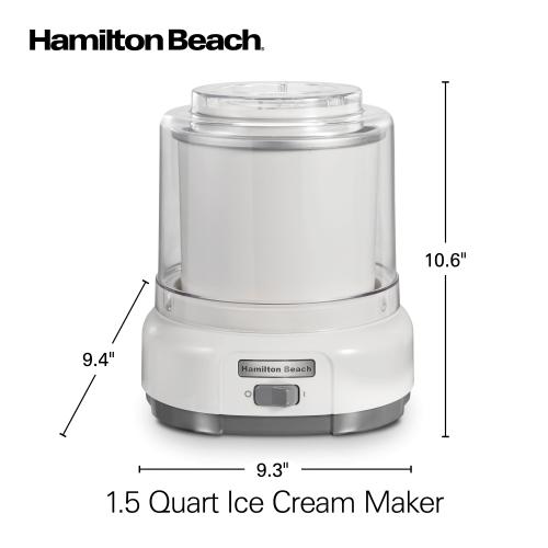 Hamilton Beach 1.5-Quart Electric Ice Cream Maker (Makes: Gelato, Sorbet, Frozen Yogurt,)