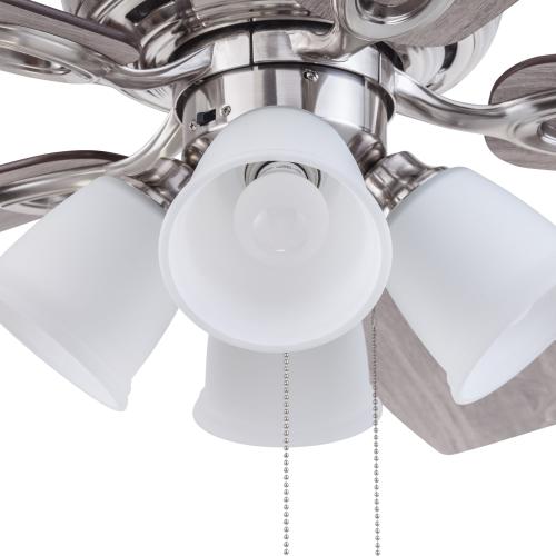 Harbor Breeze Notus 52-in Brushed Nickel with Driftwood/Sienna Blades LED Indoor Ceiling Fan with Light (5-Blade)