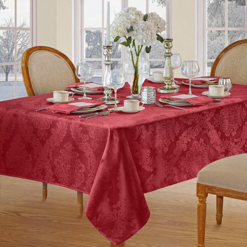 Elrene Home Fashions Barcelona Jacquard Damask 60x84 Indoor Red Table Cover for 6-ft rectangle