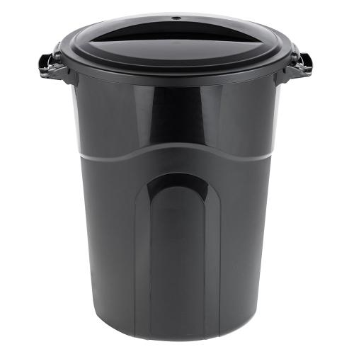 Project Source 32-Gallon Black Plastic Outdoor Detached Lid Trash Can