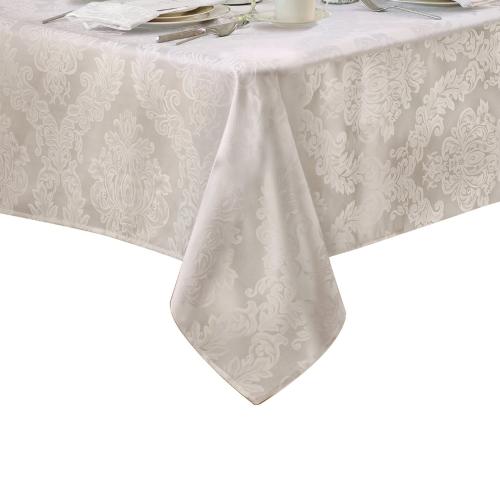 Elrene Home Fashions Barcelona Jacquard Damask 60x84 Indoor White Table Cover for 6-ft rectangle