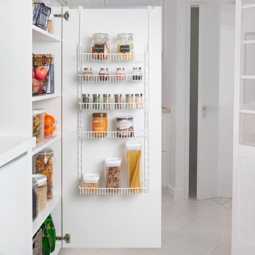 Smart Design 17-in W x 58.5-in H x 7-in D 5-Tier Hook-on White Stainless Steel Door Organizer