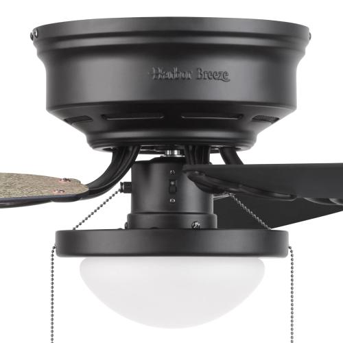 Harbor Breeze Armitage 52-in Matte Black with Black/Cocoa Blades LED Indoor Flush Mount Ceiling Fan with Light (5-Blade)