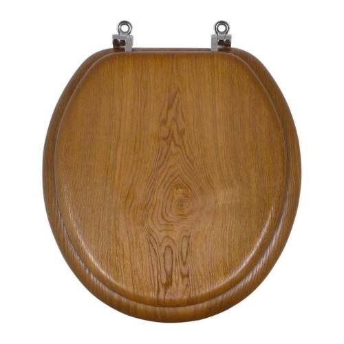Project Source Wood Oak Veneer Round Toilet Seat (Broken)