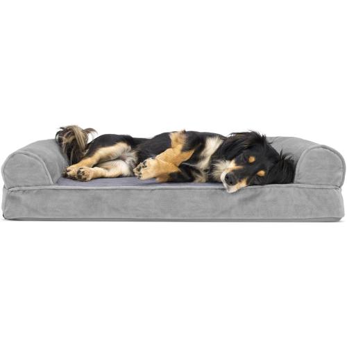 FurHaven Rectangular Smoke Gray Polyester Sofa Dog Bed (Medium)
