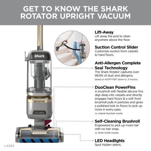 Shark Rotator Lift-Away with DuoClean PowerFins Corded Bagless Pet Upright Vacuum with HEPA Filter