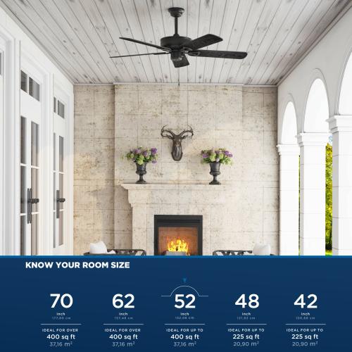 Harbor Breeze Calera 52-in Bronze with Aged Bronze Blades Indoor/Outdoor Ceiling Fan Light Kit Compatible (5-Blade)